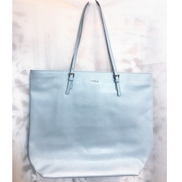 Furla Handbags - 💯 Furla Leather Baby Blue Tote Shoulder Bag